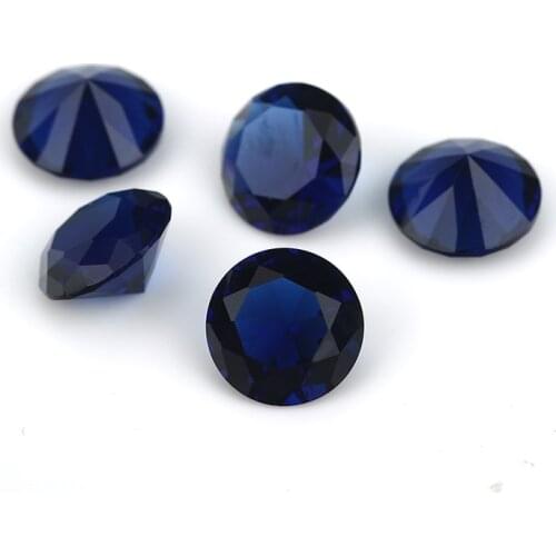 1.0mm~15mm Round Shape Loose Stone Blue Color AAAAA Glass Synthetic Gems For Jewelry DIY Stone