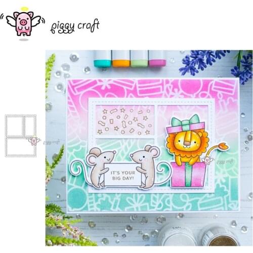 Piggy Craft metal cutting dies cut die mold Rectangular photo frame Scrapbook paper craft knife mould blade punch stencils dies