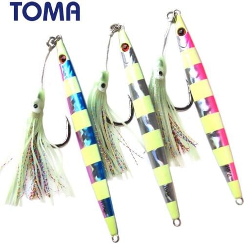 TOMA 1pc Fast Jigging Lure Sinking 100g 150g Lead Speed Falling Glow Jig Saltwater Artificial Bait Metal Fishing Lure Saltwater