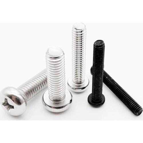50X M1 M1.2 M1.4 M1.6 M2 M2.5 M3 M4 Mini Micro Small Light Black A2 304 Stainless steel Cross Phillips Pan Head Screw Round Bolt