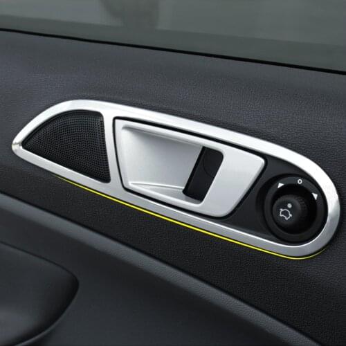 Stainless Steel Inner Trim Door Hand Clasping Decorative Ring Sticker for Ford Ecosport Fiesta MK7 Auto Accessories
