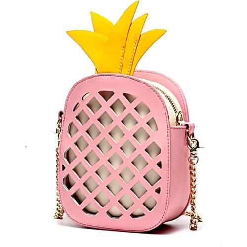Ins Pineapple Hollow Shoulder Bag For Women Crossbody Chic Chain Strap 2in1 Bags Genuine Leather 2021 New Trend Super Hot