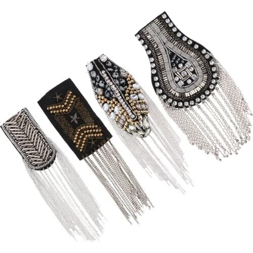 Women Men Wedding Party Tassel Link Chain Epaulet Shoulder Brooch Boards Badge