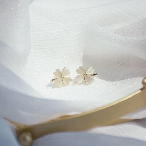 New Design 14K Gold Plated Plated Opal Heart Flower Stud Earrings For Women Luxury Jewelry Zircon Earrings