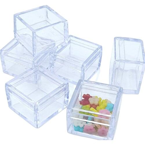 12pcs Portable Plastic Clear Cosmetic Empty Jar Pot Box Nail Art Glitter Bead Storage Container Square Bottle Manicure Nail Tool