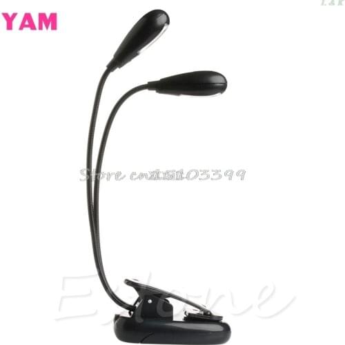 2 Dual Flexible Arms 4 LED Clip-on Light Lamp for Piano Music Stand Book EA M12 dropship