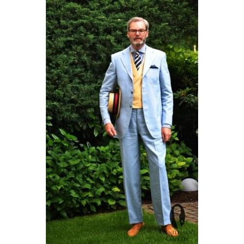 2017 Latest Coat Pant Designs Light Blue Yellow Wedding Suits for Men Groom Slim Fit 3 Piece Tuxedo Custom Prom Blazer Masculino