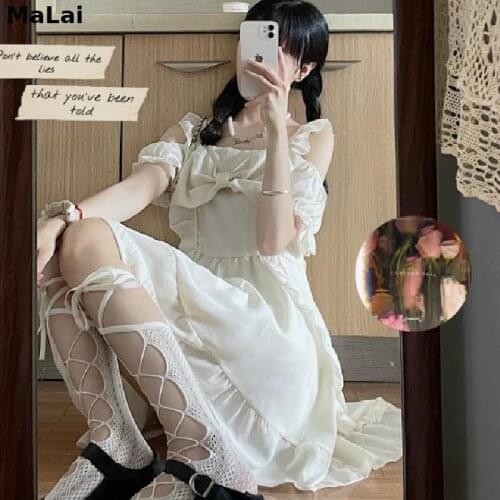 2021 Kawaii Party Mini Dress Ladies Summer Sweet Cute Sexy Clothes For Women Ruffle Off Shoulder Elegant Korean Style Sundresses