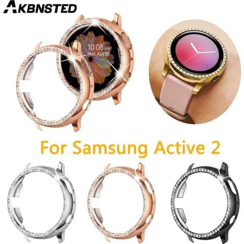 AKBNSTED Fashion Shiny Diamond PC Protective Shell For Samsung Galaxy Watch Active 2 40mm 44mm Half pack Watch Case Cover