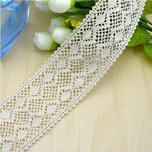 20meters/lot 5.5cm Beige Cotton Lace Trimming Woven Flower Lace Trim Embroidery Sewing Fabric Ribbon DIY Garment Accessories