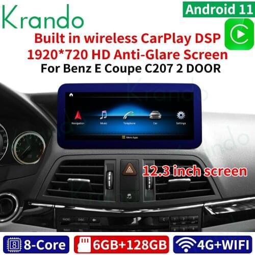 Krando Android 10.0 4G 64G 12.3''Car Radio For Mercedes Benz E Coupe C207 W207 A207 2 Door LHD 2009-2016 Carplay NTG 4.0 4.5 5.0