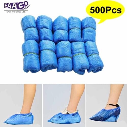 500Pcs=250Pair Plastic Disposable Shoe Covers Rainy Day Carpet Floor Protector Thick Cleaning Shoe Cover Waterproof Overshoes