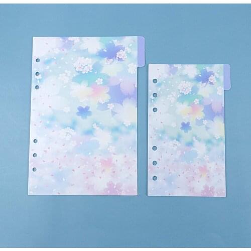 A5 And A6 Binder Index Separator Paper Classification Page Label Index Card Cherry Flower Design 6 Hole Binder Notebook