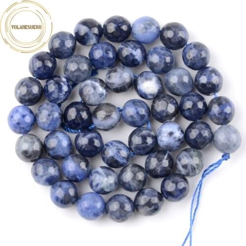 High Quality Natural Faceted Blue sodalite Beads Round Loose Spacer Beads For Jewelry Making Diy Bracelet Necklace 6 8 10mm 15"