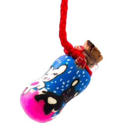 Essential Oil Aromatherapy Bottle Wooden Cover Perfume Pendant Soft Pottery Empty Bottle Random Color 25pcs/lot