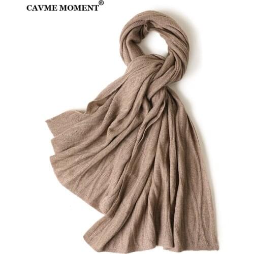 CAVME Knitted Cashmere Pashmina Scarf for Women Winter Solid Color Scarves for Ladies Long Scarf Shawls 225g