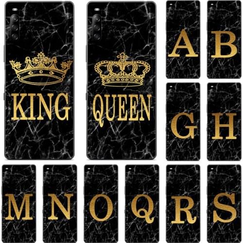 Phone Case for Sony Xperia L4 L3 L2 L1 10 II 5 II 1 II Marble Golden alphabet background Soft Print Cover Fundas