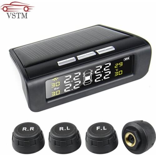 Solar Power USB Car Tire pressure tpms sensor alarm Monitoring System LCD Display external sensor auto security warning monitor