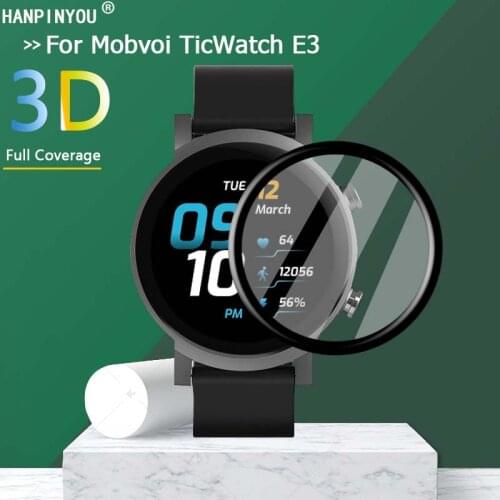 For Mobvoi TicWatch E3 Smart Watch Clear Full Cover 3D Curved Plating Soft PMMA PET Film Screen Protector -Not Tempered Glass