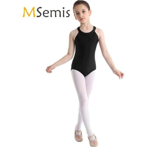 Girls Gymnastics Leotard Kids Dance Costume Sleeveless Halter Floral Lace Back Ballet Leotards Jumpsuit Bodysuit Dancing Wear