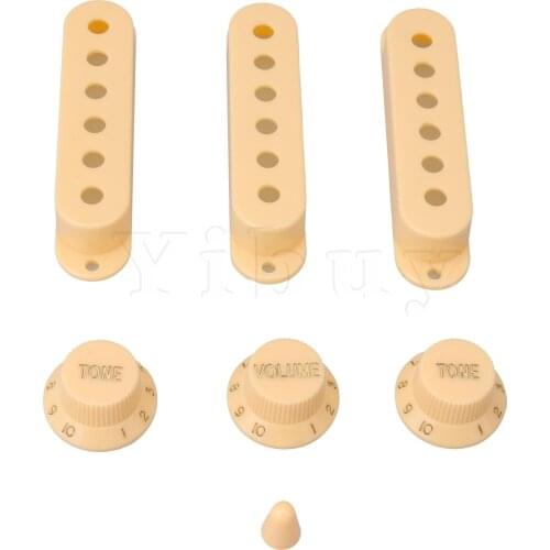 Yibuy Guitar Pickup Cover 1V2TVolume Tone Knob Switch Tip Set for Electric Yellow