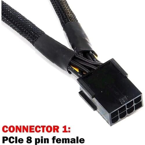 GPU Adapter Cable PCIe 8 Pin Female To Dual 2X 8 Pin Male PCI Express Power Adapter Braided Y-Splitter Extension Cable 20cm