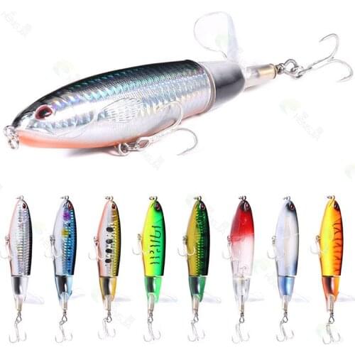 HENGJIA 25cm 37g Whopper Pencil Popper Topwater Fishing Lure Artificial Bait Hard Popper Soft Rotating Tail Fishing Tackle