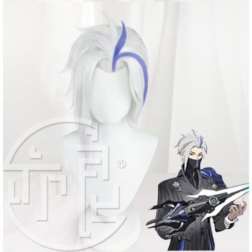 Game King of Glory Cosplay LOL Game Skin king of Lanlin Cosplay Wig Silver Blue Hair Wig