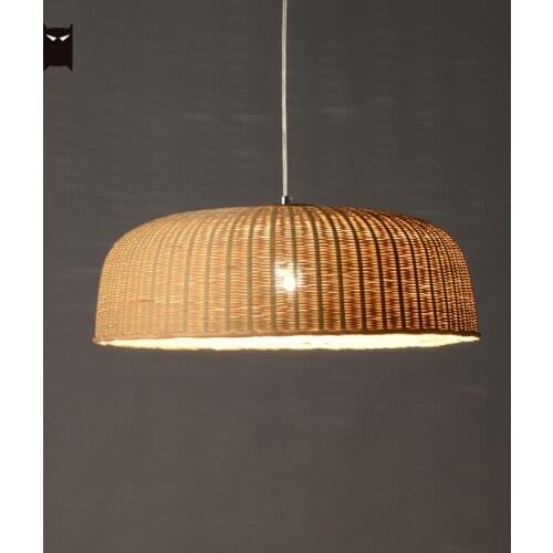 Delicate Hand Craft Bamboo Wicker Rattan Pendant Light Fixture Art Deco Nordic Vintage Hanging Ceiling Lamp Home Room Restaurant