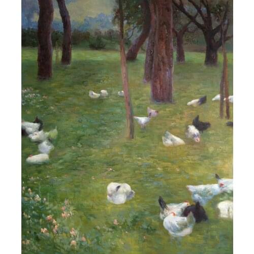 Gustav Klimts Painting, After the rain, Garden with Chickens in St. Agatha, Unframed Wall Painting for Living Room