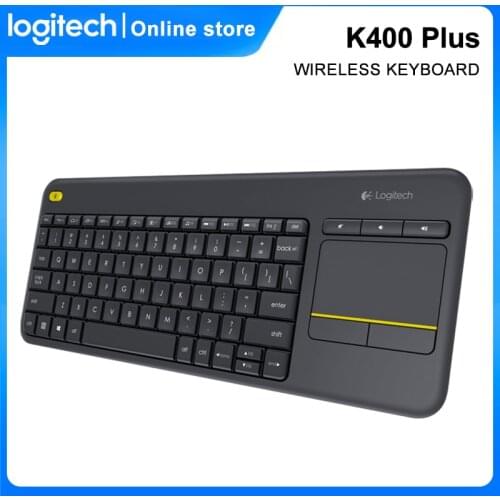 Logitech K400 Plus Wireless Touch Keyboard 2.4Ghz Unifying Receiver with Touchpad Notebook Touch for PC Laptop Android Smart TV