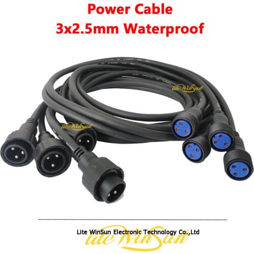 Litewinsune 4pcs Power Cable for Stage Lighting Waterproof Connector 2.5mm 2meter 3meter Extension Power Cable Wire