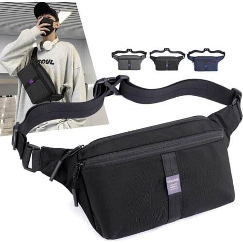 Fashion Men Chest Bag Sports Running Crossbody Bags Nylon Trend Belt Pack Solid Color Boy Hip Waist Bag Purse Travel Chest Pouch