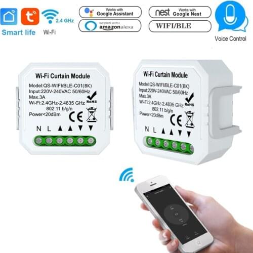 Tuya Smart Life WiFi Curtain Switch Module For Roller Shutter Blinds Motor Smart Home Google Home Alexa Timer Voice Control DIY