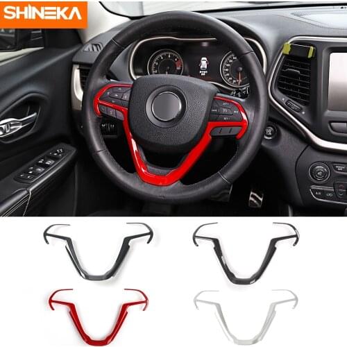 SHINEKA Interior Stickers For Jeep Cherokee 2014+ Car Steering Wheel Decoration Cover Accessories For Jeep Grand Cherokee 2014