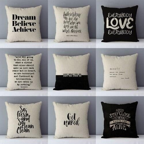 Dream Believe Achieve Letters Printed Quality Cushion Cover Home Decorative Pillows 45x45cm Pillowcase Cotton Linen for Couch
