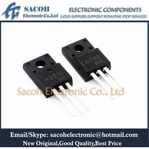 New Original 10Pair(20PCS)/Lot 2SA2210 A2210 + 2SC6082 C6082 TO-220F 20A 50V NPN and PNP Epitaxial Planar Silicon Transistor