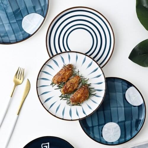 Japanese Style Dinner Plates Ceramic Home Dinner Dishes Cake Dessert Tray Western Steak Round Tray Kitchen Tableware Plates