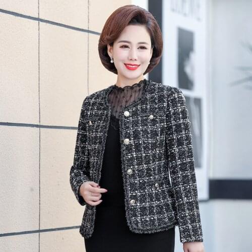Autumn Tweed jackets for women coat women elegant mother jacket coat mom thin Tweed jacket women jacket women coat jacket