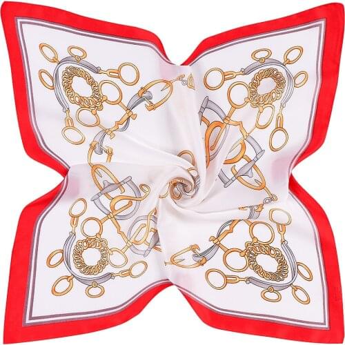 53*53CM Ladies Scarf Top Female Neck Scarf Luxury Silk Hairband Handbag Decoration Handkerchief Magic Head Square Scarf R43