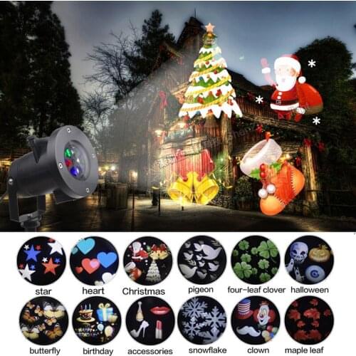 Christmas Decoration For Home Xmas Lights Outdoor Indoor 12 Types LED Snowflake Projector Waterproof Stage Lighting For Garde