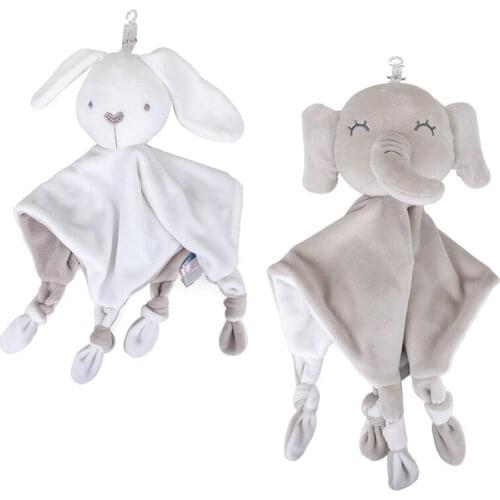 Currently Available Wholesale Newborns Animal Appeasing Towel Baby Elephant Rabbit Doll Baby to Sleep with Baby Bib
