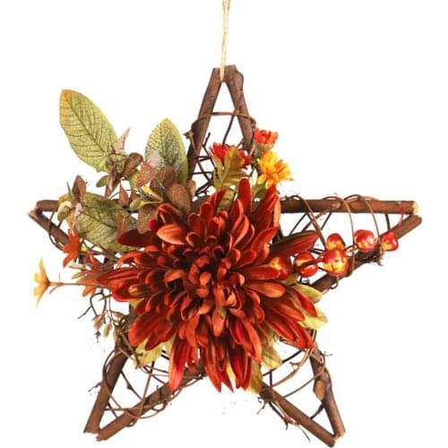 Wreath Five-pointed Star Wall Hanging Dried Flower Decoration Garland Fashion Decorations Thanksgiving New Plastic Home Ornament