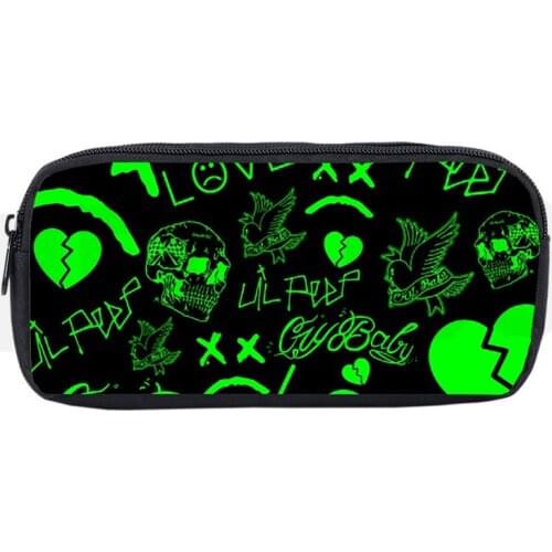 Women Cosmetic Bag 3D Print Lil Peep Pattern Drawing Pencil Case PencilBox Cosmetic Cases Makeup Bag Zipper School Supplies Girl