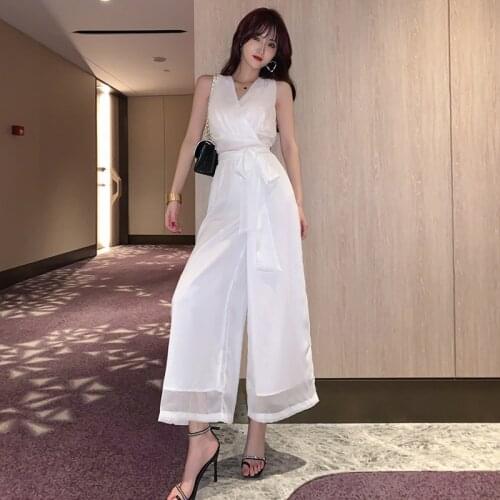 New arrival fashion office lady set for women summer elegant v-neck sleeveless simple temperament chiffon two piece sets