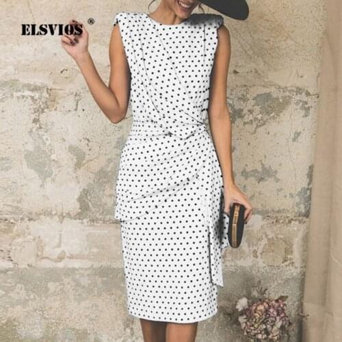 Sexy Sleeveless O Neck Fashion A-line Dress Casual Pokal Dots Irregular Bodycon Dresses Elegant Slim Summer Women Party Vestidos