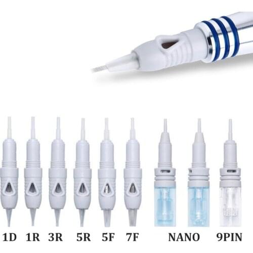 100pcs 8mm Screw Disposable Microblading Cartridge Needles 1R 3R 5R Permanent Makeup Tattoo Needles for Charmant PMU Machine Pen