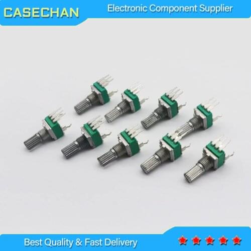 100pcs RK097N RK097 RK09 vertical single bend potentiometer B1M B1K B5K B10K B20K B50K B100K B250K handle 15mm rachis switch