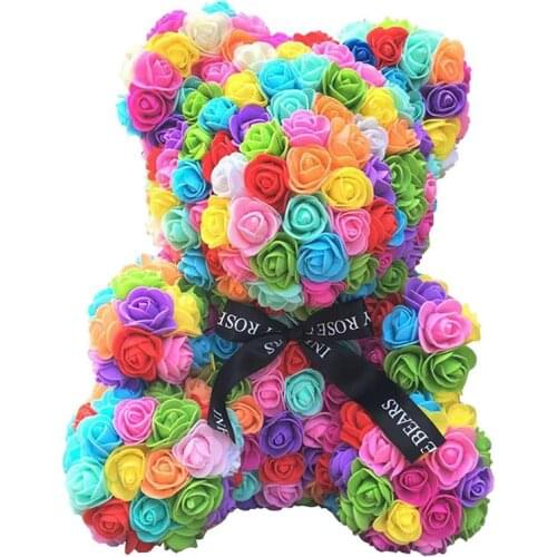 2020 40cm Bear Of Roses Artificial Flowers Home Wedding Festival DIY Wedding Decoration Gift Box Women Valentines Day Gifts