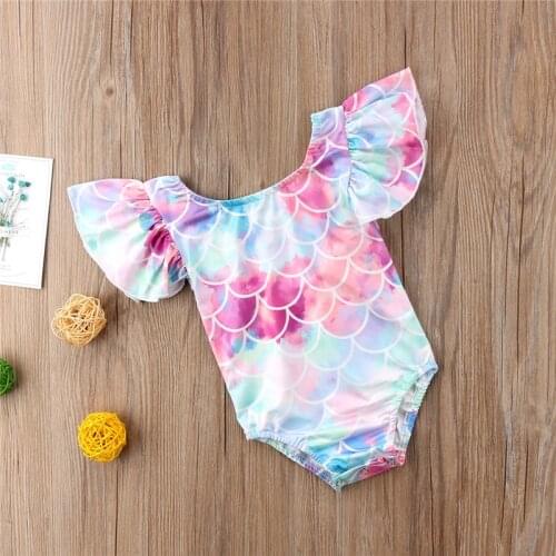2021 Fashion Trend Cute Toddler Kid Baby Girl Mermaid Swimwear Swimsuit Summer Holiday Ruffles New Bikini Bathing Suit Clothes